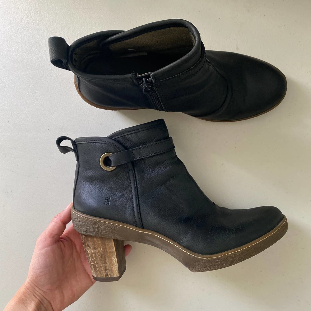 El Naturalista NF71 Lichen Heeled Boot Black Peasant Wooden Heel EU41 US 10